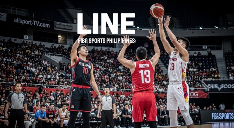 Philippine basketball arena with FIBA branding and cheering crowd.