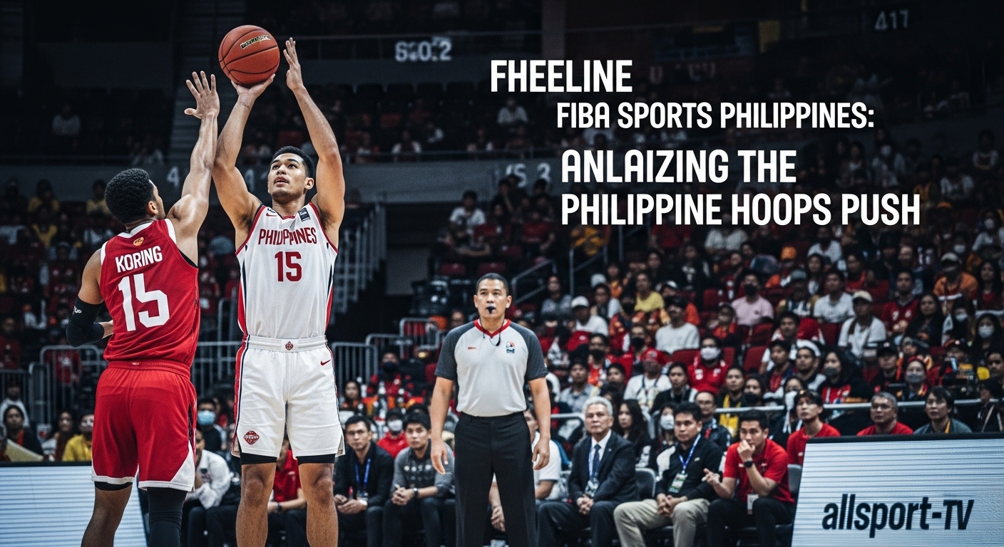 Filipino basketball players in action amid a cheering crowd with FIBA branding