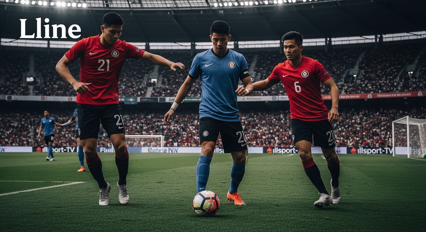 Philippine stadium crowd with branding and broadcast graphics illustrating sports tourism.