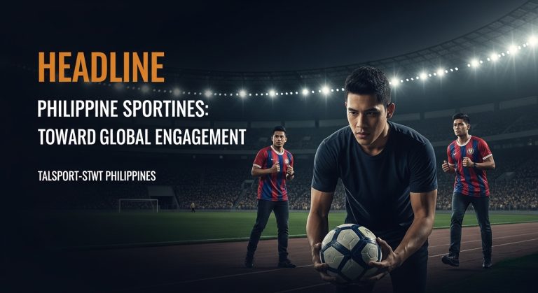 Fans celebrate Philippine sports with diverse scenes including golf, basketball, and national banners in bright stadium