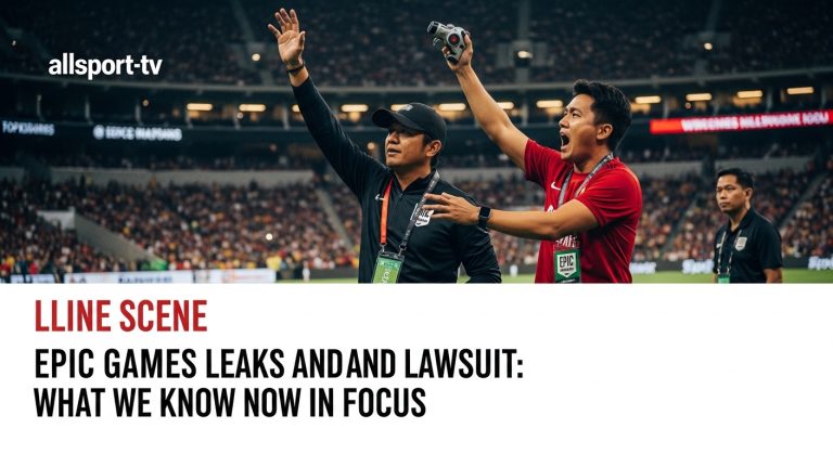 Editorial newsroom illustration featuring Epic Games logo and legal documents with a map of the Philippines in the backg